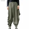 Pantaloni da uomo YJSFG HOUSE Pantaloni Harem da uomo di marca Grigio Hippie Hip Hop Pianura Aladdin Martial Pantaloni Harem maschili Pantaloni larghi larghi con coulisse YQ240108