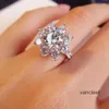 Bague d'amour de créateur, bagues de cluster en or blanc 14 carats, diamant Mosan couleur D VVS1, mariage/fiançailles/anniversaire/anniversaire/fête/cadeau de la Saint-Valentin pour femmes