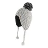 Chapéus de inverno de malha para crianças capa de orelha quente meninos meninas bobble chapéu pompom lã misturada veludo crianças bonito bola de pele acolchoada tampas 240108