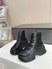 Designer Shoes Fashion Boots Women's Angle Boots Black Cowhide Platform Lace Up Roman Boots Shoes Booties With Original Box