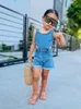 summer Style Kid Clothes Denim Jumpsuits Casual One pcs Sport Children Clothing Wash Blue Romper with small moq 1-6year 240108