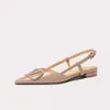 Sandalias Primavera/Verano Laca Puntiaguda Cuero Suela Plana Zapatos Individuales Tacones Altos Delgados Vestido De Banquete Mujeres Grandes Y Pequeñas