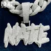 Collar de Hip Hop con letras cursivas y letras cursivas personalizadas para hombres, collar de Hip Hop repleto de circonita, joyería de rapero de Rock personalizada 240106