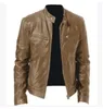 Fashion Mens Leather Jacket Slim Fit Stand Collar PU Male Anti-wind Motorcycle Lapel Diagonal Zipper s Men 240108