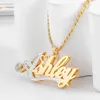 Qitian personalizado duplo 18k banhado a ouro nome colar para mulheres nomes de aço inoxidável personalizados pingente corrente jóias seus presentes 240106