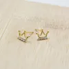 Stud Earrings INS Style S925 Sterling Silver Crown Fashion Zircon Mini Korean Minimalist Temperament