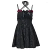 الفساتين غير الرسمية Altgoth Dark Gothic Black Lolita Dress Women Geathetic Fairycore Grunge Rose Lace Patchwork High Weist Clubwear