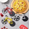 Bisiklet pizza kesici, yapışmaz bisiklet pizza dilimleyici bıçak, çift paslanmaz çelik kesme tekerlekleri pizza severler için en iyi, tatil komik hediyeler mutfak alet partisi lehine