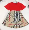 NOWOŚĆ BABY TODORSUITS Designer Dress Suits Rozmiar 100-160 Dzieci Dwukomowe set Set Okoła czerwona koszulka i spódnica w kratę Jan0