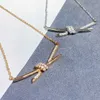 5twd Дизайнерские ожерелья с подвесками Tiffanyset t Семейное витое ожерелье с полубриллиантами v Золото High Edition Gu Ailing Same Kont Цепочка из витого шнура Простая и стильная