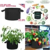 Pots de jardinières Sacs de culture de plantes Sac de sol de pépinière de pot en tissu avec poignées épaissies non tissées aération épaisse goutte de fleur non tissée Del Otswh