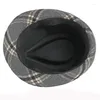 Baretten HT2775 Fedora Mannen Lederen Band Fedora Hoed Trilby Jazz Retro Mannelijke Herfst Winter Hoeden Voor Vintage Plaid Wol