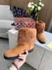 Designerskie buty buty damskie płaskie buty czarna krowa zamszowy wewnętrzny królik włosy panie brązowe buty śnieżne buty z oryginalnym pudełkiem