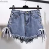 Kvinnors shorts uhytgf mode hål sommar denim byxor kvinnor höga midja breda ben heta byxor avslappnad stor storlek jeans tofs eleganta byxor 1469 yq240108