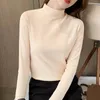 T-shirts pour femmes Femmes Slim Casual Solide Manches longues Mock Turtleneck Blouse Tops Fit Stretchy Layer Tee