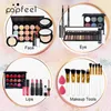 Sets Professionele make-upset Mascara Cosmetica Kit Wenkbrauwpotlood Poederdons Oogschaduw Lippenstift Lipglossborstel met opbergtas