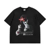 TKPA American Hiphop Gangster Print Druk Planowany i zużyta koszulka z krótkim rękawem dla mężczyzn Kobiet Hip-Hop Trend Brand Antique Tee