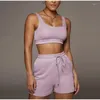 Kvinnors shorts kvinnor 2024 Crop Topps Two Piece and Drawstring Matching Sportswear Set Summer Athleisure Outfits Casual Solid