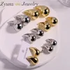 Stud Earrings 5 Pairs 3 Sizes Stainless Steel Round Ball Water Drop Earring Women Jewelry Trendy Gold Plated Accessories