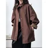 Women's Trench Coats SuperAen High-end Elegant Stand Up Collar Coat For Women Japan Style Oversize And Jackets