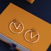 Box Women l-letters Quality Stud Big HoopEarrings Never Fade Luxury Studs