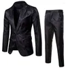 Men's Suits 2024 Autumn Personalized Trend Bright Face Dark Pattern Suit Nightclub One Button Lapel Set
