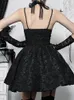 الفساتين غير الرسمية Altgoth Dark Gothic Black Lolita Dress Women Geathetic Fairycore Grunge Rose Lace Patchwork High Weist Clubwear