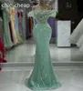 2024 aso ebi mint sheer neck mermaid prom dress crystals evening evening party second stree section dongragement dragement dresses robe de soiree ZJ414