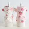 Abbigliamento per cani Colori bianco rosa Stampa fragola Giacche di cotone caldo per l'autunno e l'inverno 2024 Abbigliamento per cani di piccola taglia