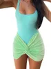 CHRONSTYLE Femmes 2 Pièces Tenues D'été Sans Manches Dos Nu Réservoir Body Froncé Court Mini Jupes Cover Ups Ensemble Beachwear