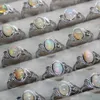 3rings 5rings AKAC approx6*8mm natural fire opal adjustable white copper ring wholesale send randomly 240106