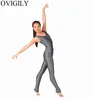 Stage Wear OVIGILY Femmes Sans Manches Unitard Nylon One Piece Tank Unitards Catsuit Combinaisons Barboteuses Ballet Danse Yoga Pour Adultes