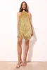 Casual Dresses Luxury Sexy Tassel Halter Mini Dress for Women Summer Glitter rygglöst Sparkly Fringe Slim Party Club kväll