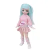 16 Bjd-Anime-Puppen für Kinder, Mädchen von 6 bis 9 Jahren und 7–10 Kugelgelenk-Comic-Gesichtspuppe, 30 cm, mit Kleidern, Spielzeug für 240108