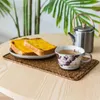 Tapetes de mesa retângulo palha natural placemats copo artesanal tigela café placa acessórios cozinha