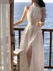 Ny 2023 French Women's Elegant Midi Dress Fashion Fairy Fold Party Prom Evening Dress 240108