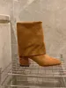 Scarpe eleganti Punta tonda Pelle scamosciata di mucca Donna Saltos Alto Femininos Colore solido Concise Radice quadrata Tacchi alti Zapatos Para Mujeres