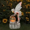 LED Solar Angel Hars Lamp Standbeeld Tuindecoratie Lichtgevende Elf Meisje Ambachten Bloemenfee Outdoor Ornamenten Gift 240108