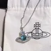2024 Designer Xitai Queenjewellery Necklaces Summer New Blue Green Beaded Saturn Sense Crystal Hemisphere Planet Pendant Necklace