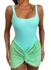 CHRONSTYLE Femmes 2 Pièces Tenues D'été Sans Manches Dos Nu Réservoir Body Froncé Court Mini Jupes Cover Ups Ensemble Beachwear