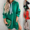 Kvinnors hoodies 2024 Autumn and Winter Tjock Loose Fashion Medium Long Sleeve High Class Elegant Solid Color Hooded tröja