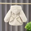 Piumino per bambina, abbigliamento invernale per bambina, giacca imbottita in lana di agnello per bambini, tuta da neve, caldo top in peluche con cappuccio per bambini