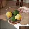 Zestawy naczyń stołowych Cabilock Decor Decor Glass Fruit Bowl Japoński w stylu sałatkowy pojemnik na sałatkę uchwyt na deser drewniany baza kuchnia upuszczenie deli otpft