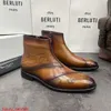 Кожаные ботинки BERLUTI, новые мужские кожаные ботинки «челси» с рисунком Scritto в английском стиле для джентльменов, ботинки martin из телячьей кожи с матовой отделкой HBPM