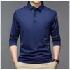 Streetwear Fashion Männer Solide Polo Shirts Frühling Herbst T-shirt Koreanische Langarm Revers Dünne Männliche Kleidung Business Tops 2023 240108