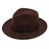 Berretti Cappello a bombetta Fedora Piccola cintura nera Accessori Modello di moda Passerella Berretto in feltro Stile jazz Dance Dress Up Party per unisex