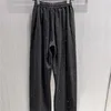 Pantalon femme automne et hiver noir sanitaire avec taille élastique jambe droite diamant lâche décontracté