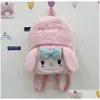 Backpacks Ins Moda Kawaii Melody Kuromi P Backpack Girl Garota fofa Bolsa de acessórios suaves Big Capacity Girls Aniversário Diretor Droga