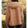 Casacos de Trench Femininos Wepbel Outono Mulheres Parkas Outwear Inverno Cor Sólida Com Capuz Algodão-Acolchoado Jaqueta Dobrável Pulôver Bolso Manga Longa