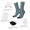 Men's Socks All Seasons Aqua Blue Lumberjack Plaid Print Harajuku High Quality Crew Funny Stockings For Men Women Gifts